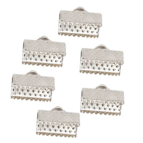 Beatifufu DIY Jewelry Making Essentials 100pcs 1cm Plated Ribbon Ends Metal Fastener Clasps Crimp End Clamps Buckles Zipper Clips