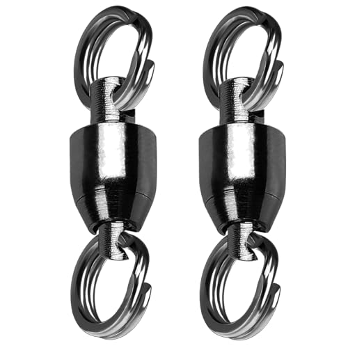 QISHUO Ball Rolling Bearing Swivel Saltwater High Strength Fishing Swivel Steel Bearing Connector Fishing Swivels Stainless Black Nickel 25pcs 8lbs