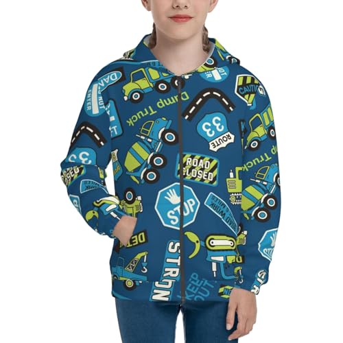 Dump Truck Kids Pullover Hoodies Boys Zip Up Sweatshirts Girls Athletic Clothes with Pocket3