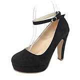 [PuchiHapi] プチハピ 厚底 アンクル ストラップ 付き パンプス ハイヒール ヒール 高め ラウンドトゥ ヒール 太め レディース キャバ 24cm