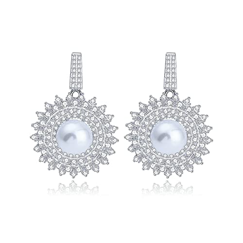 Boucles d'oreilles halo perle et zircones le cadeau femme idéal