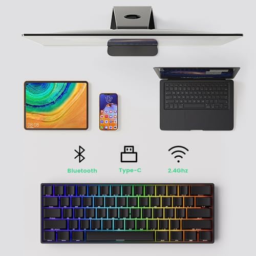 Image of MONSGEEK FUN60 MAX Rapid Trigger Gaming Keyboard 8k SP Magnetic Switch HE Keyboard Multi-Modes Wireless 60% Black Shine-Through, Glare Magnetic Switch