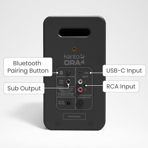 Image of Kanto ORA4 Powered Bluetooth Desktop Speakers - Pair Matte Black