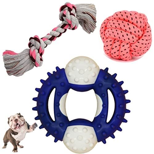 Dog Trust Dog Chew Toys + Chew Toys for Dogs Adult + 2 Knots Dog Rope Toys + TPR Hard Chew Spike Ring (3.5 Inch) + Rope Cotton Ball Teething Toy for Chewers Medium & Large Breed Pack of 3 (B09TZYQQ2S) Amazon Price History, Amazon Price Tracker