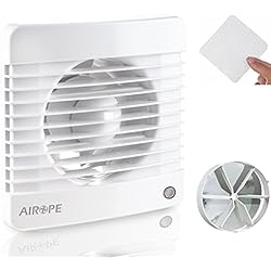 Ventilador Wc Silencioso AIROPE -100 mm,Ventilador extractor de baño aire, Silencioso con válvula Anti retorno + Mosquitera Integrada,Ideal para Baño,Cocina,Inodoro,Bajo consumo,Garantía 5 AÑOS