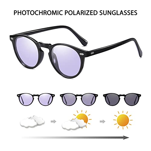 Image of K.LAVER Photochromic Polarized Sunglasses For Men Women UV Protection Round Clear Driving Glasses Anti Glare Eyewear Glasses