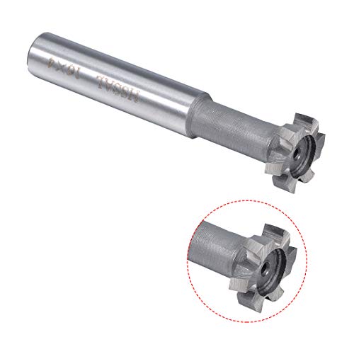 Image of uxcell HSSAL T Slot End Mill Milling Cutter 6 Flutes 16mm Cutting Dia 4mm Depth