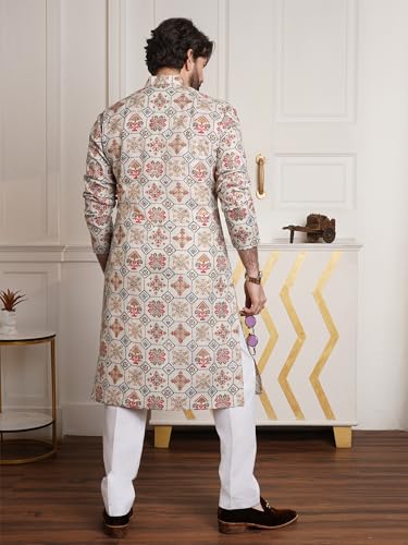 Image of SOJANYA (Since 1958 Men's Cotton Blend Ethnic Motifs Printed Only Long Kurta