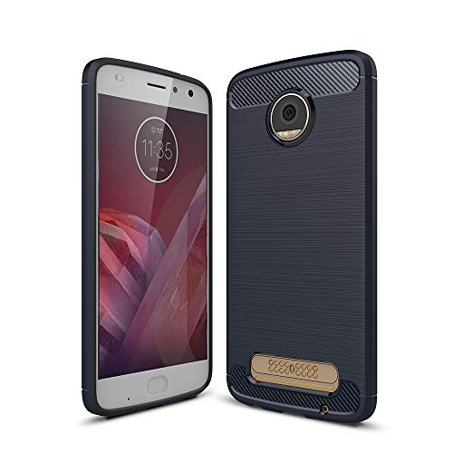Coque carbone Moto Z2 Play antichoc haut de gamme en TPU souple marine