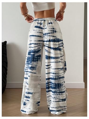 Women's Tie Dye Drawstring Pants Y2k Low Rise Wide Leg Loose Trousers2