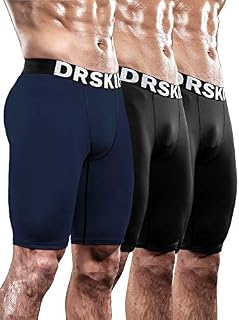 DRSKIN Men's 3 Pack Compression Shorts Sports Running Cool Dry Tights Pants Leggings