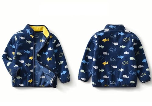 Kids Boys Dinosaur Printed Polar Fleece Jacket Long Sleeve Lightweight Zip Up Outwear Coat Autumn Clothes Outfits2