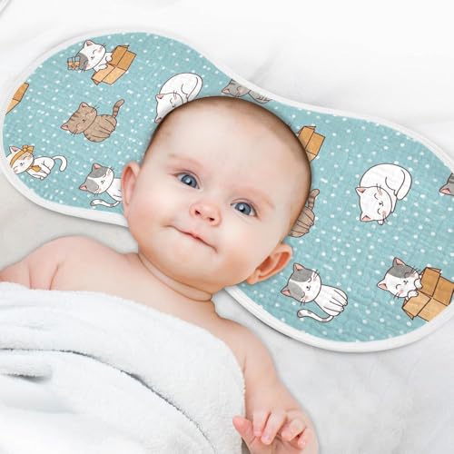 2 Pack Muslin Burp Cloths Cats Cute Cotton Baby Burp Cloths Extra Absorbent and Soft Spit Up Rags for Newborn Boys Girls, Large 22" x 11"4
