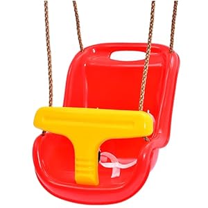 Gartenwelt Riegelsberger Babyschommel, 2-delig, babyzitje, schommelzitje, schommel voor baby’s en peuters, rood-geel