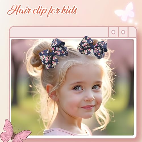 3PCS Lazos para el Cabello para Niñas Hechos a Mano Lazos de Cinta Grosgrain Coloridos Clips Alligator Accesorios para el Cabello para Niñas Pequeñas, Adolescentes y Niñas (Black Hot Stamping) miniatura 4