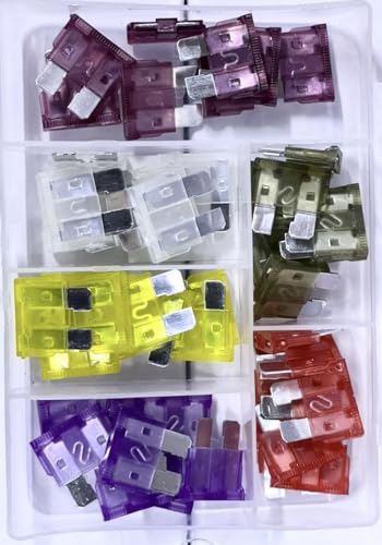 Automotive Blade Standard Car Fuse Assortment Kit, 48 Pieces, Mixed Amperage (3-75 Amp), Multi-Colour