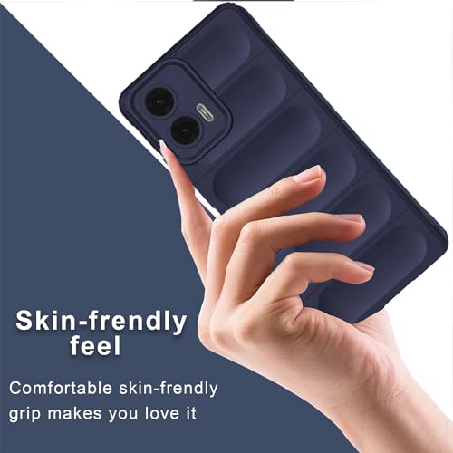 Image of A rtistque Liquid Silicone Stripes Back Cover Case for Motorola G73 | with Camera Protection | with Inner Fabric | Anti Slip Grip | AirBag Case - Blue