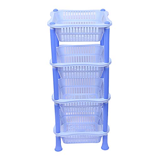 Kuber Industries Plastic 4 Layer Multi-Purpose Kitchen Storage Basket Rack (Blue)-CTKTC025266 (B07YY4WN32) Amazon Price History, Amazon Price Tracker
