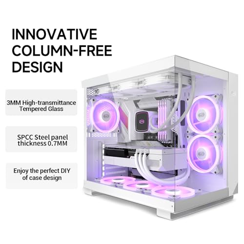 Image of PCCOOLER PC Case Mid Tower Desktop Computer Gaming Superior Case for ATX /M-ATX /ITX with 6 ARGB Case Fans,Column-Free Design,360MM Radiator&400MM GPU Support,Easy Installation (C3T500 ARGB White)