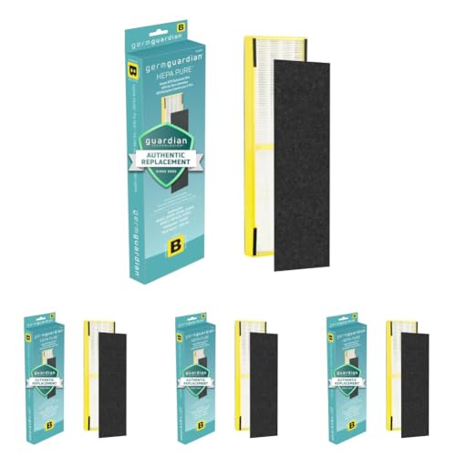 Image of GermGuardian, Filter B HEPA Pure Genuine Air Purifier Filter, Removes 99.97% of Pollutants, Wildfire Smoke, Odors, for Ac4825, Ac4300, Ac4850, Ac4880, Ac4900, Cdap4500, Ap2200, Flt4825 (Pack of 4)