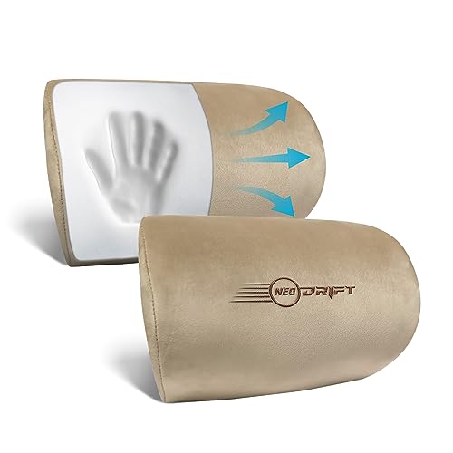 Image of Neodrift 'Curveneck' Neck Support Cushion for Neck, Head, Shoulder Pain-Relief for Car Seat, Gaming Chair, Office Chair (Set of 2) (Colour - Beige)