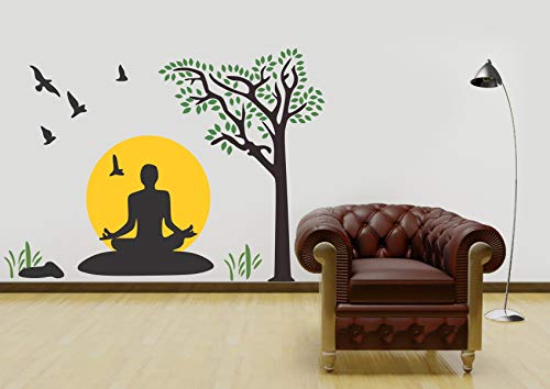 Image of Lord Buddha PVC Vinyl,Wall Sticker for Home Decor - Ideal for Living Room, Bedroom, Hall, Kids Room, Play Room (Size -45 cm x 45 cm) (Buddha Vinyl (-58 CMX 40 CM))
