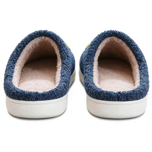 Image of Women's Men's Preppy Happy Face Slippers Comfy Warm Plush Slip-On House Slipper for Winter Indoor Soft Cushion Non-slip Fluffy Slides Slippers