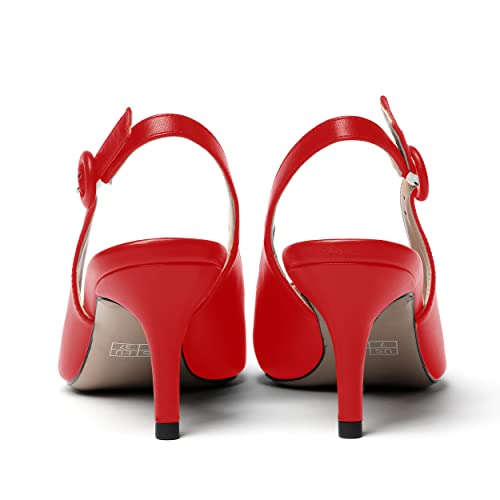 WAYDERNS Women's Slingback Pointed Toe Buckle Ankle Strap Wedding Matte Adjustable Strap Sexy Stiletto Mid Heel Pumps Shoes 2.5 Inch4