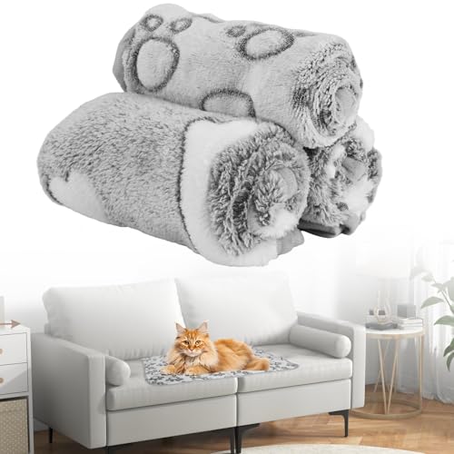 3 Pièces Plaid pour Chat en Flanelle,60×40cm Couverture Douce pour Chien et chat,couverture pour Chien Chaton,Couverture pour chien chats Pelucheuse et...