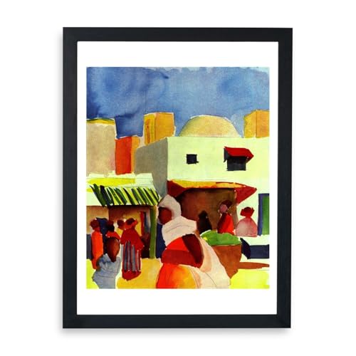 Petite affiche encadrée Marché d'Alger d'August Macke une invitation au voyage