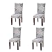 SoulFeel 4 x Soft Spandex Fit Stretch Short Dining Room Covers with Printed Pattern, Banquet Chair Seat Protector Slipcover for Home Party Hotel Wedding Ceremony, Style 24