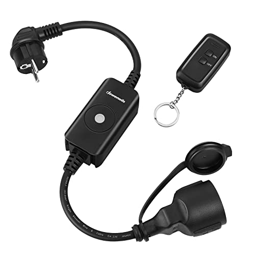 DEWENWILS Funksteckdosen mit Fernbedienung Aussen, 3680W Außensteckdose, IP44 Funkstecker für Feiertagsdeko, Vorprogrammiert, 30M Reichweite