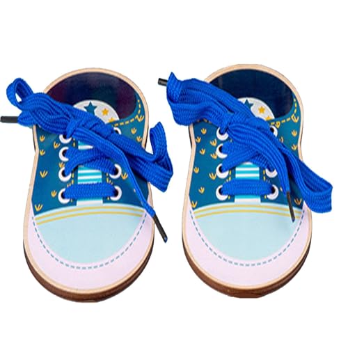 Tarjeta Didáctica Para Zapatos   Juguete Para Cordones De Nylon De Madera | Herramienta Para Ejercitar La Motricidad Fina De Los Niños De 9,3 Cm | Ayuda A Los Niños Pequeños A Desarrollar Ab, Blue
