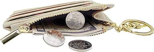 Image of woogwin Womens Slim RFID Credit Card Holder Mini Front Pocket Wallet Coin Purse Keychain(Lichee Beige)