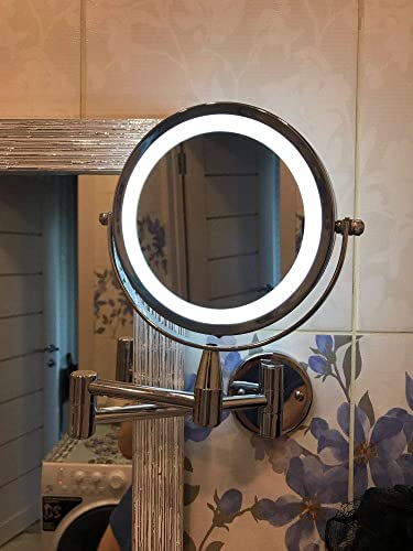 Miroir de maquillage double bras étendu rétroéclairé à double face 1X 5X