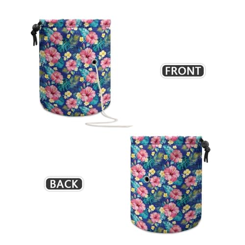 Image of Sellikakes Hawaiian Floral Yarn Organizer Bag Tropical Flower Storage Holder for Crochet Hooks Needles Store Skein Ball Short Knitting Needles