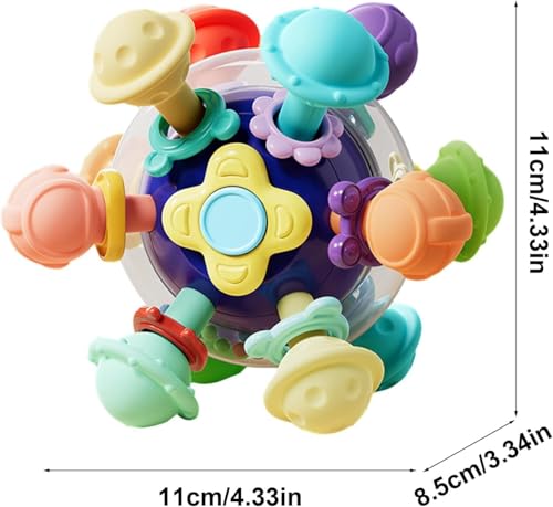Image of Baby Montessori Sensory for 0-6 6-12 Months, Baby Teether Teething for Babies 0 3 6 9 12 18 Months, Newborn Infant Learning Developmental Gifts for 1 2 Year Old Boys Girls (Transparent Round Dark Blue.)
