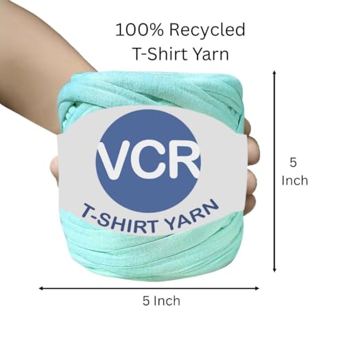 Image of VCR Mint Blue Big T-Shirt Yarn, 100 Meters Length, Recycled & Fashionable Craft Yarn, Pack of 1, Suitable for Crochet, Knitting & DIY Bags, Baskets, Cushions & Home Decor Projects