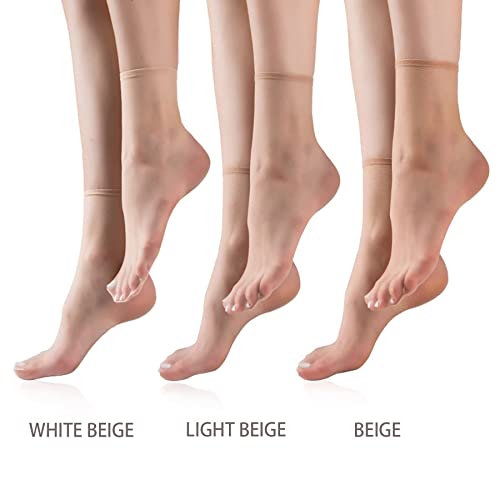 TeenFighter 5 Pairs Crystal Transparent Silky Nylon Ankle Socks for Girls, Ultra-Thin No Show Elastic Socks for Women4