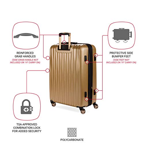 Image of SwissGear 7272 Energie Expandable Hardside Luggage with Spinner Wheels and TSA Lock, Gold, Checked-Large 27-Inch