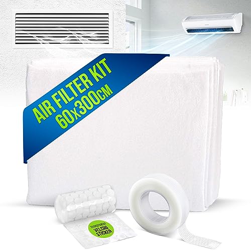 NEOBLOOM AC Filter Electrostatic Air Filter Sheet for Healthy Anti Allergy Anti Dust Airflow for Split AC & Central Air Condtioner Vent Air Filter for Clean Air Replacement 60X300CM + Adhesive Tape