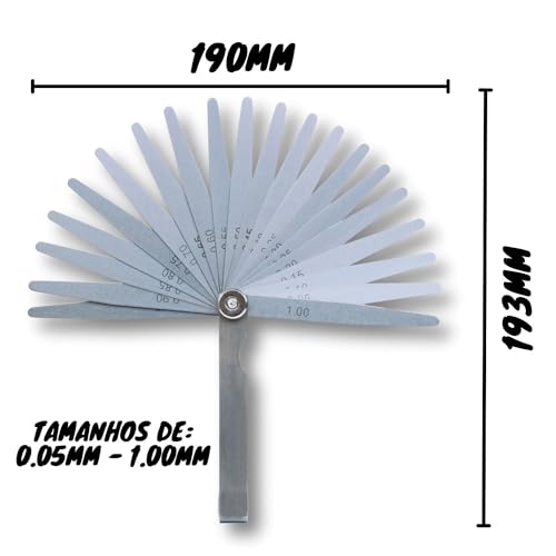 Calibre De Folga Regulagem Válvula 20 Lâminas 0.05mm A 1.00mm Cabeçote Carro Moto P/Regular Válvulas