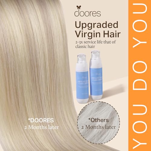 Image of DOORES Human Hair Extensions, Soft Honey Blonde Highlight Platinum Blonde 20 Inch 120g 7pcs, Clip in Hair Extensions Natural Thick Weft for Women Straight Weft Gift