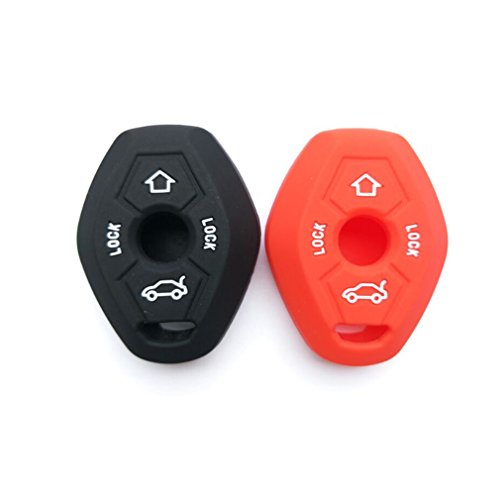 Wfmj 2Pcs Black Red Silicone Smart Remote Key Chain Cover Bag For Bmw Z3 Z4 X3 X5 M5 325I E38 E39 E46 3 5 7 Series #TOP1