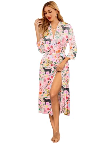 Image of Ekouaer Silk Robes for Women Long Satin Bride Bridesmaid Wedding Party Robes Lightweight Sexy Sleepwear with Pockets