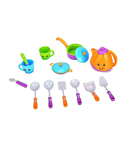 Crackles Pretend Play Solid Colour Tea Party Kitchen Play Set Toy with Teapot, Cups Pretend Play Cooking Set, Toy Pots N Pans, Cookware, Utensils