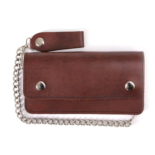 Milwaukee Leather MLW7816 Men's 8” Antique Brown Leather Bi-Fold Biker Wallet w/Anti-Theft Stainless Steel Chain - 8 Inch4
