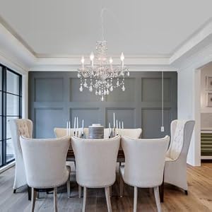 Plug in Crystal Ceramic White Chandelier, Glass Chandeliers, White crystal Hanging Pendant Light with Clear Cord and On/Off, 4 Light Crystal Chandelier for wedding, Kitchen, Dining, Foyer, Mini room — photo 5 of 6