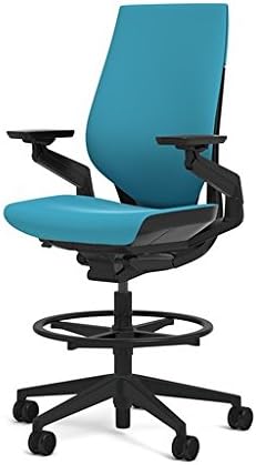 Steelcase Gesture Stool Review: My Real-World Experience 2 Steelcase Gesture 442 Stool Chair - Cogent: Connect Blue Jay Fabric, Shell Back, Dark on Dark Frame