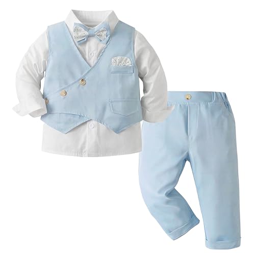 Image of Volunboy Toddler Suit Boys Formal Wedding Guest Dress Outfit | graduation dress clothes, gentleman ring bearer bowtie outfit, back-to-school pants set, birthday photoshoot dressy outfit